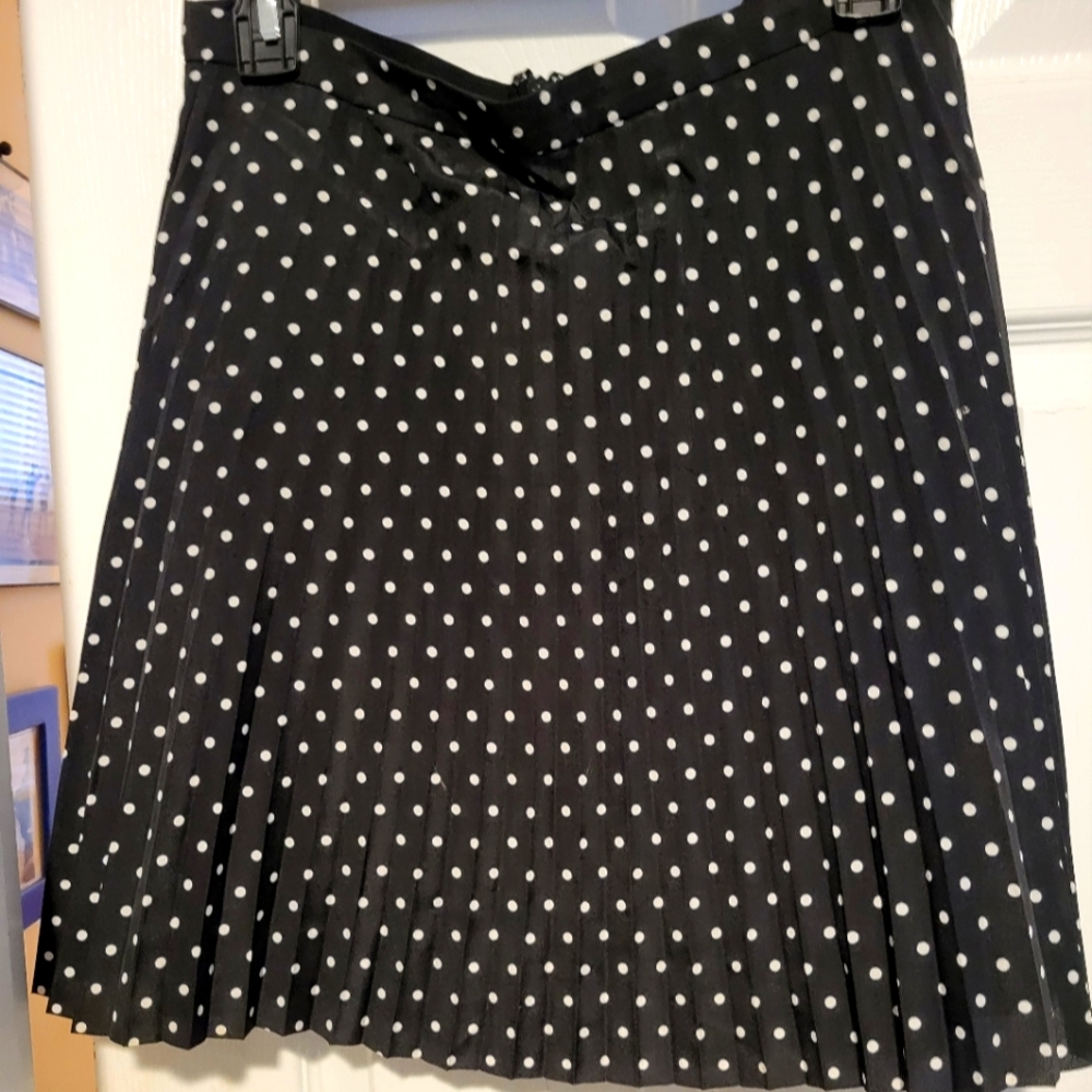J. Crew Black and White Polka Dot A-Line Skirt